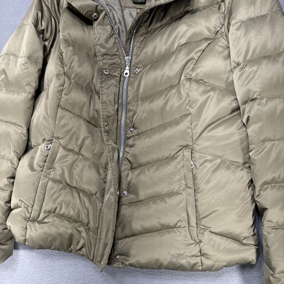 Eddie Bauer EB550 Jacket‎ Womens L Goose Down Gold Quilted Puffer Coat Full Zip - Picture 4 of 16